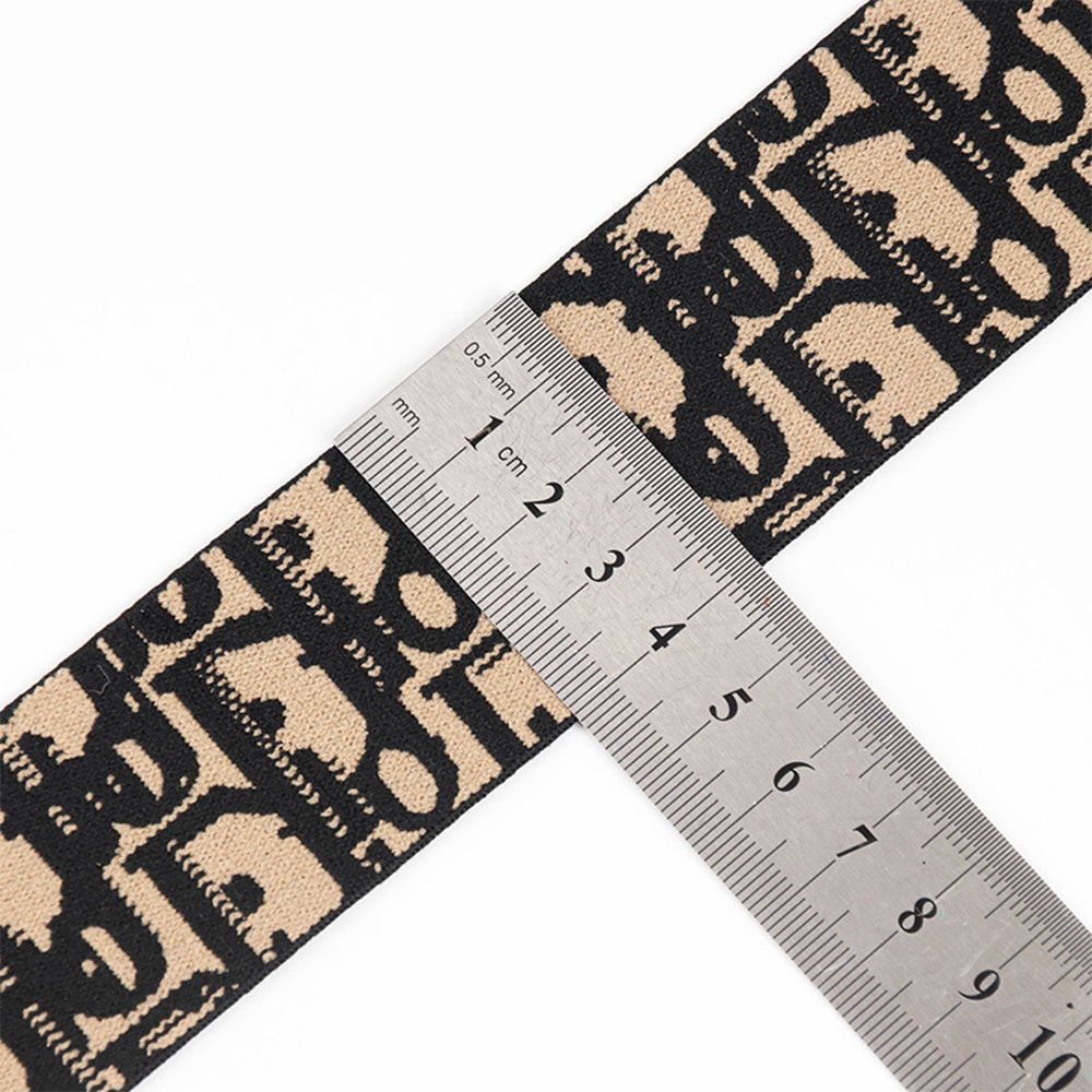 Jacquard elastiskt band med 48% NYLON 41,3% POLYESTER 10,7% ELASTANE, anpassad logotyp, kontinuerlig färgning