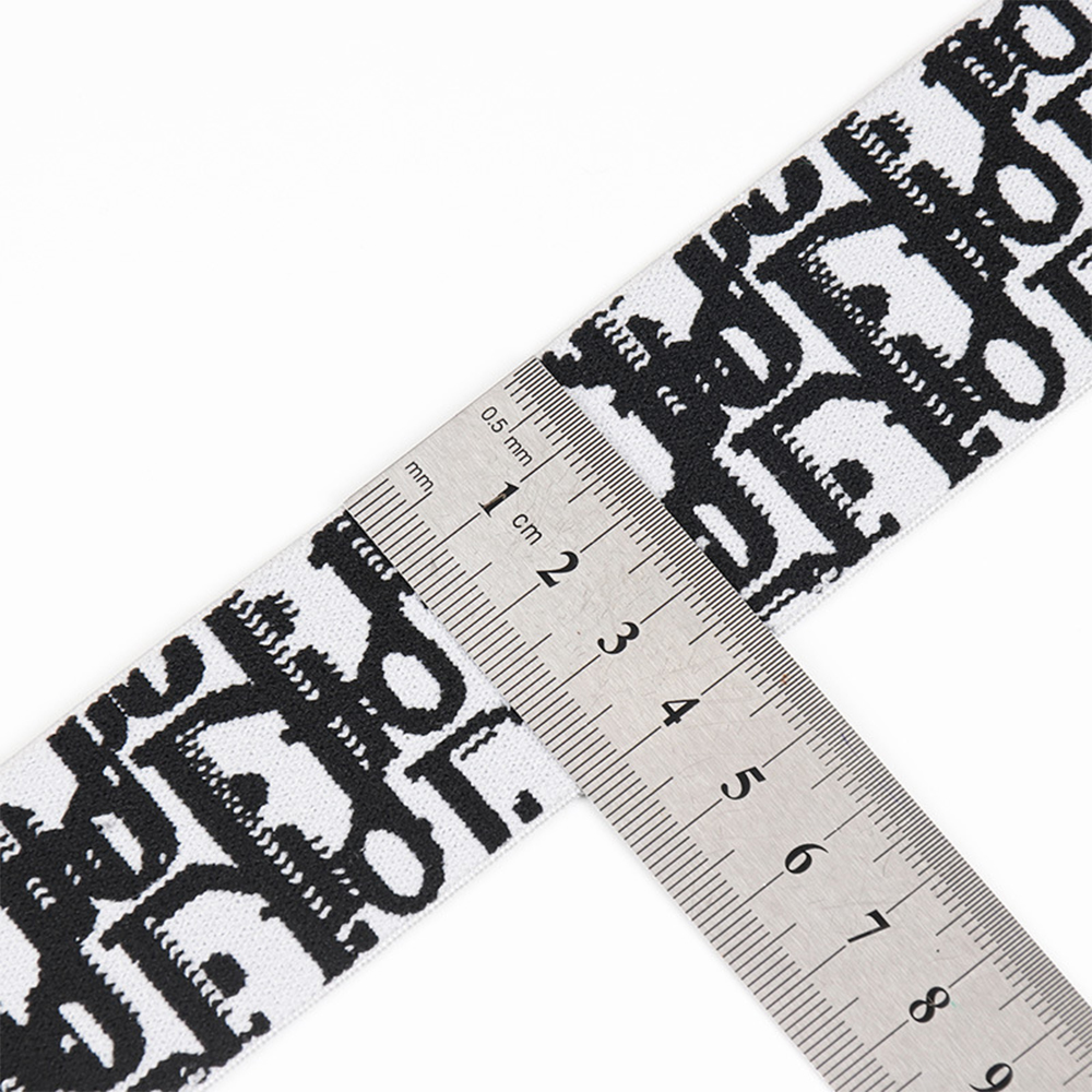 Jacquard elastiskt band med 48% NYLON 41,3% POLYESTER 10,7% ELASTANE, anpassad logotyp, kontinuerlig färgning